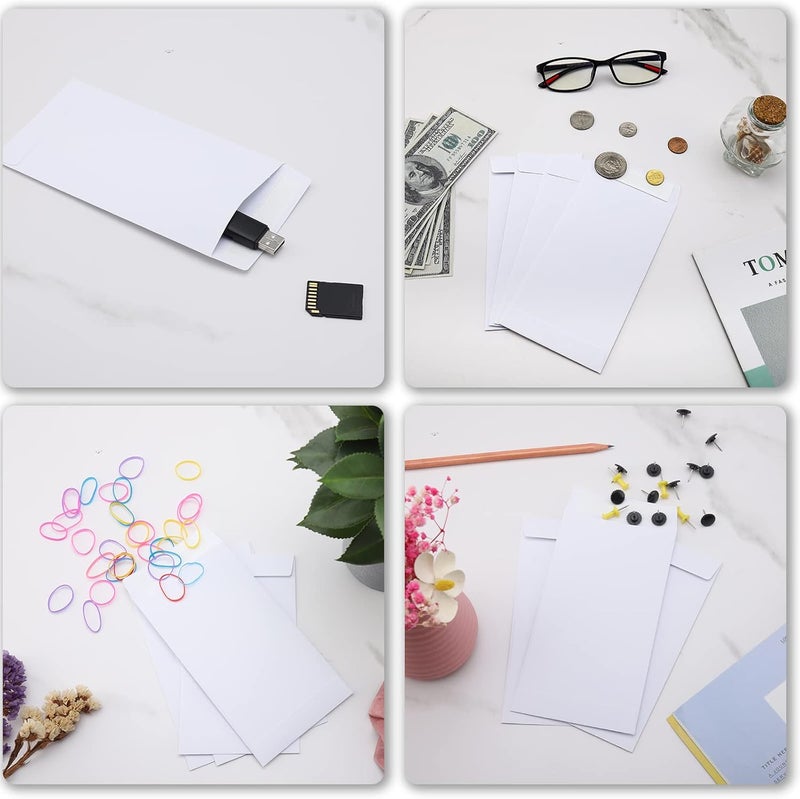 Keketer 200 Pack Cash Envelopes Self adhesive 6.7x3.5 Inch, Fit for Envelope Money Saving Challenge, White 120 GSM Thick Money Envelopes for Cash, Budgeting, Tips, Check, Coin & Tickets - Image 3